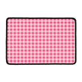 Pink Check Pattern Print Kitchen Mat