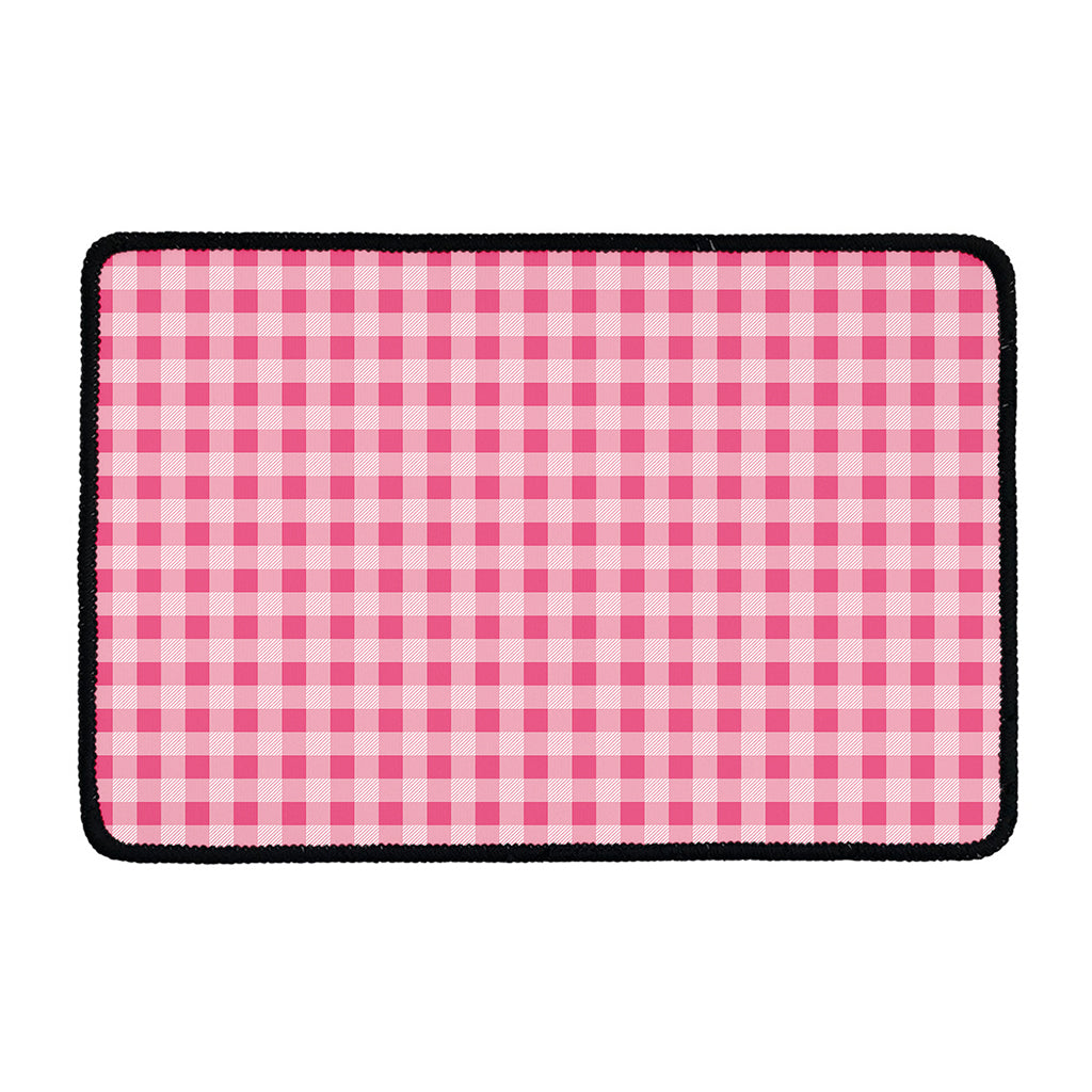 Pink Check Pattern Print Kitchen Mat