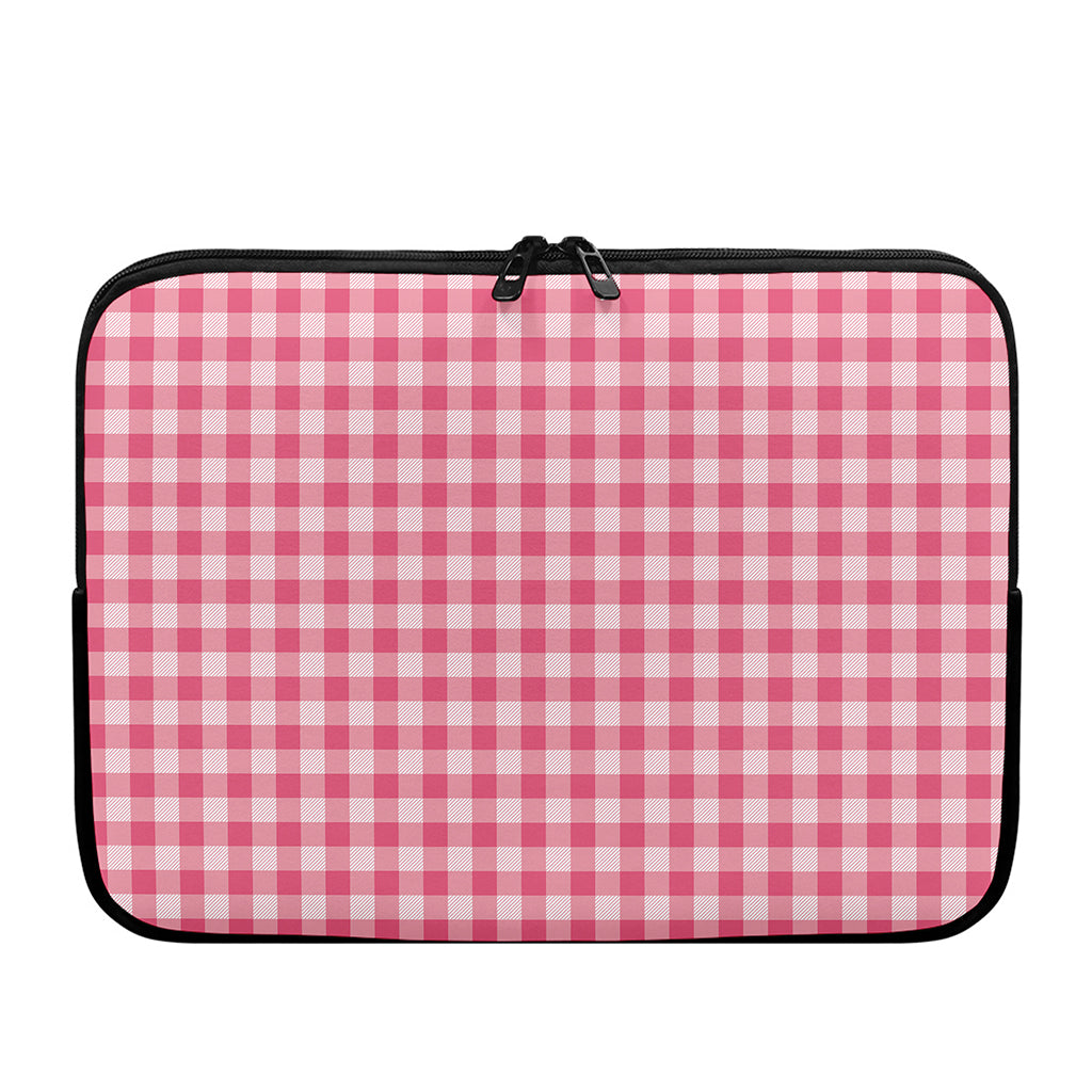 Pink Check Pattern Print Laptop Sleeve