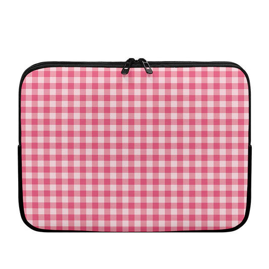 Pink Check Pattern Print Laptop Sleeve