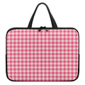 Pink Check Pattern Print Laptop Sleeve With Handle