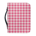 Pink Check Pattern Print Leather Bible Cover
