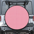 Pink Check Pattern Print Leather Spare Tire Cover