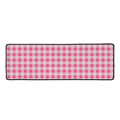 Pink Check Pattern Print Long Kitchen Mat