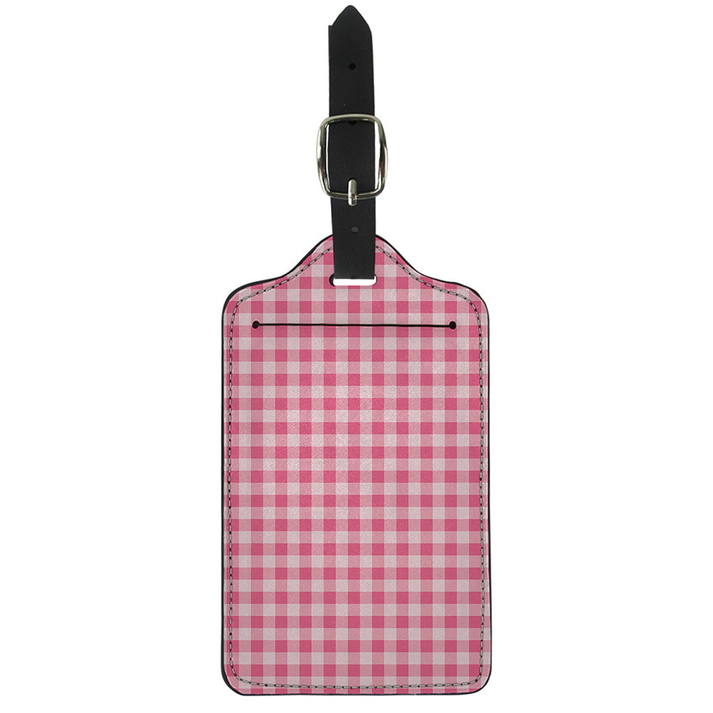 Pink Check Pattern Print Luggage Tag