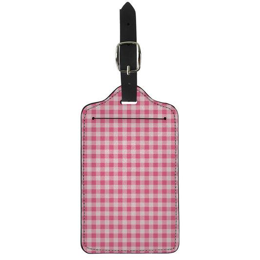Pink Check Pattern Print Luggage Tag