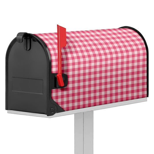 Pink Check Pattern Print Mailbox Cover