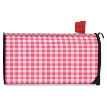 Pink Check Pattern Print Mailbox Cover