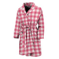 Pink Check Pattern Print Men's Bathrobe