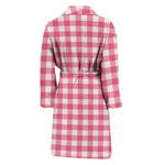 Pink Check Pattern Print Men's Bathrobe