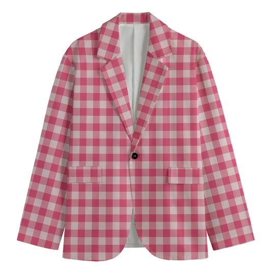 Pink Check Pattern Print Men's Blazer