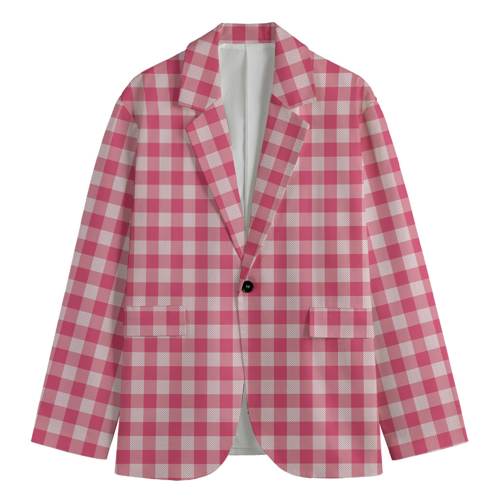 Pink Check Pattern Print Men's Cotton Blazer