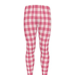 Pink Check Pattern Print Men's leggings