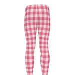 Pink Check Pattern Print Men's leggings