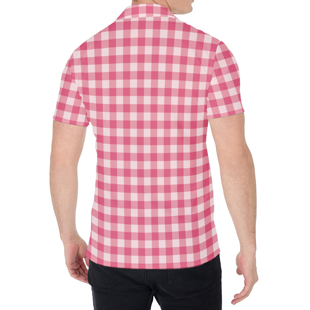 Pink Check Pattern Print Men's Shirt