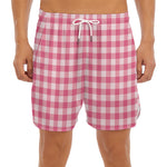 Pink Check Pattern Print Men's Split Running Shorts
