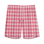 Pink Check Pattern Print Men's Sports Shorts