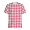 Pink Check Pattern Print Men's Athletic T-Shirt