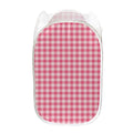Pink Check Pattern Print Mesh Laundry Hamper