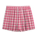 Pink Check Pattern Print Mesh Shorts