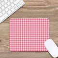 Pink Check Pattern Print Mouse Pad