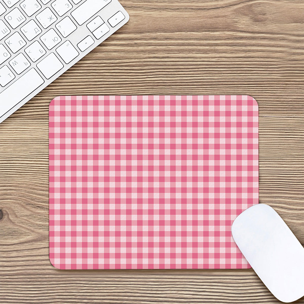 Pink Check Pattern Print Mouse Pad