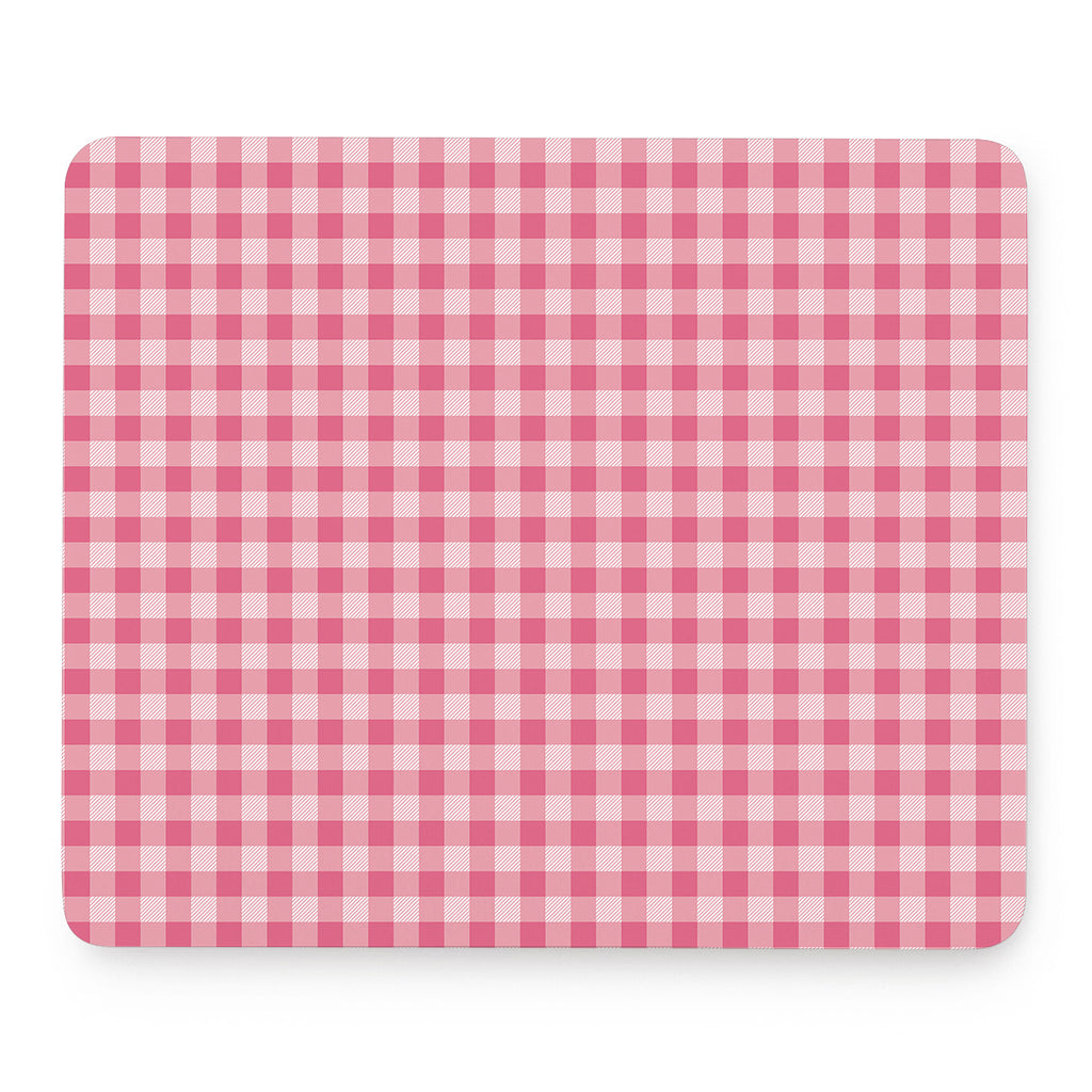 Pink Check Pattern Print Mouse Pad
