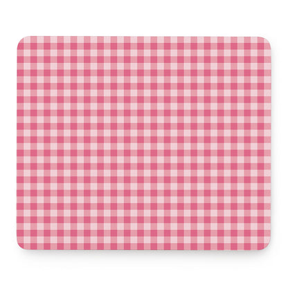 Pink Check Pattern Print Mouse Pad