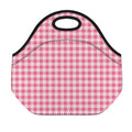 Pink Check Pattern Print Neoprene Lunch Bag