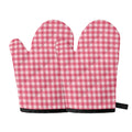Pink Check Pattern Print Oven Mitts