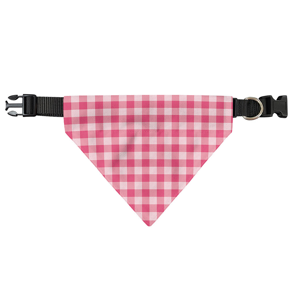 Pink Check Pattern Print Over The Collar Dog Bandana