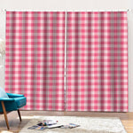 Pink Check Pattern Print Pencil Pleat Curtains