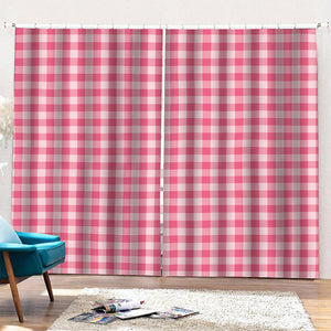 Pink Check Pattern Print Pencil Pleat Curtains