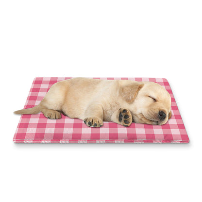 Pink Check Pattern Print Pet Cooling Mat Cover