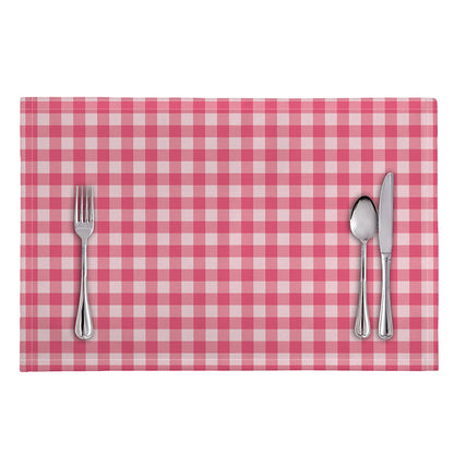 Pink Check Pattern Print Placemat