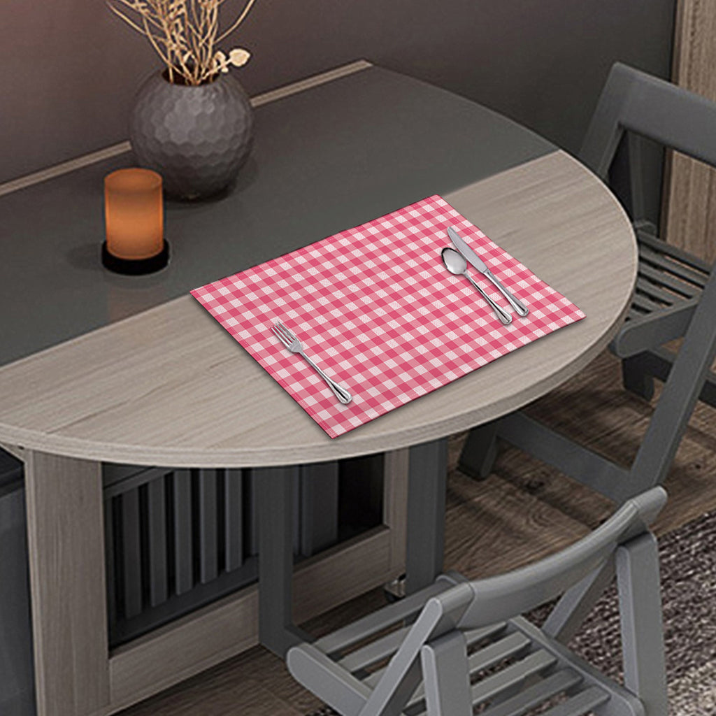 Pink Check Pattern Print Placemat
