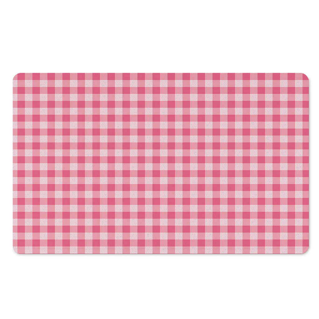 Pink Check Pattern Print Polyester Doormat