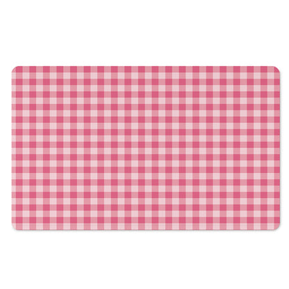 Pink Check Pattern Print Polyester Doormat