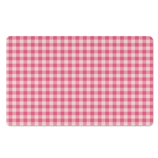Pink Check Pattern Print Polyester Doormat