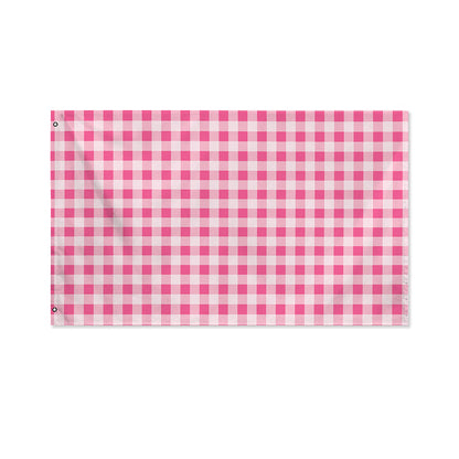 Pink Check Pattern Print Polyester Flag