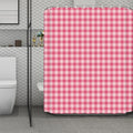 Pink Check Pattern Print Polyester Shower Curtain
