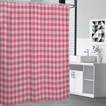 Pink Check Pattern Print Premium Shower Curtain