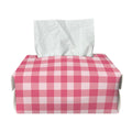 Pink Check Pattern Print Rectangle Tissue Box Cover
