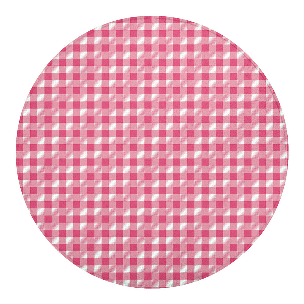 Pink Check Pattern Print Round Blanket