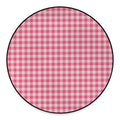 Pink Check Pattern Print Round Floor Mat