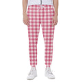 Pink Check Pattern Print Joggers