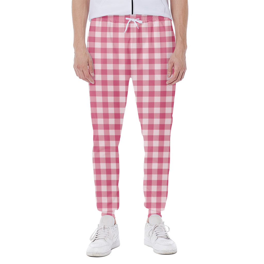 Pink Check Pattern Print Scuba Joggers