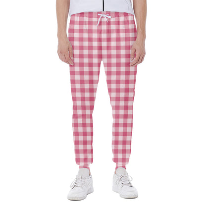 Pink Check Pattern Print Scuba Joggers