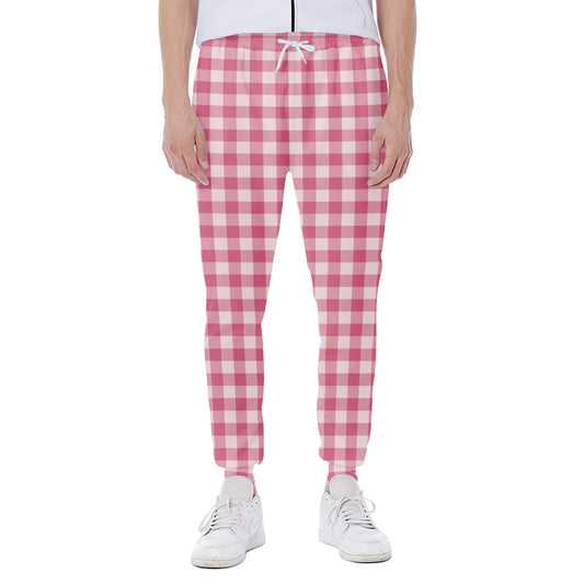 Pink Check Pattern Print Scuba Joggers