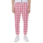 Pink Check Pattern Print Scuba Joggers